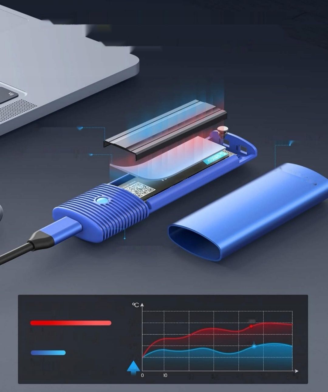 ORICO M.2 NVMe SATA SSD Adapter, USB C 3.2 Gen 2, 10Gbps PCIe NVMe, Al
