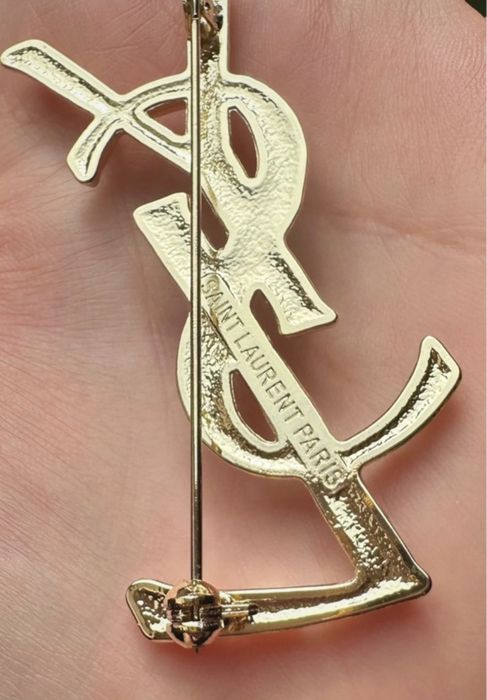 Broszka Zawieszka YSL złota  6,7 cm