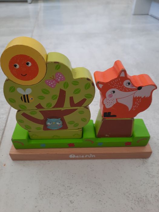 Klocki magnetyczne 8 elem.drewno.