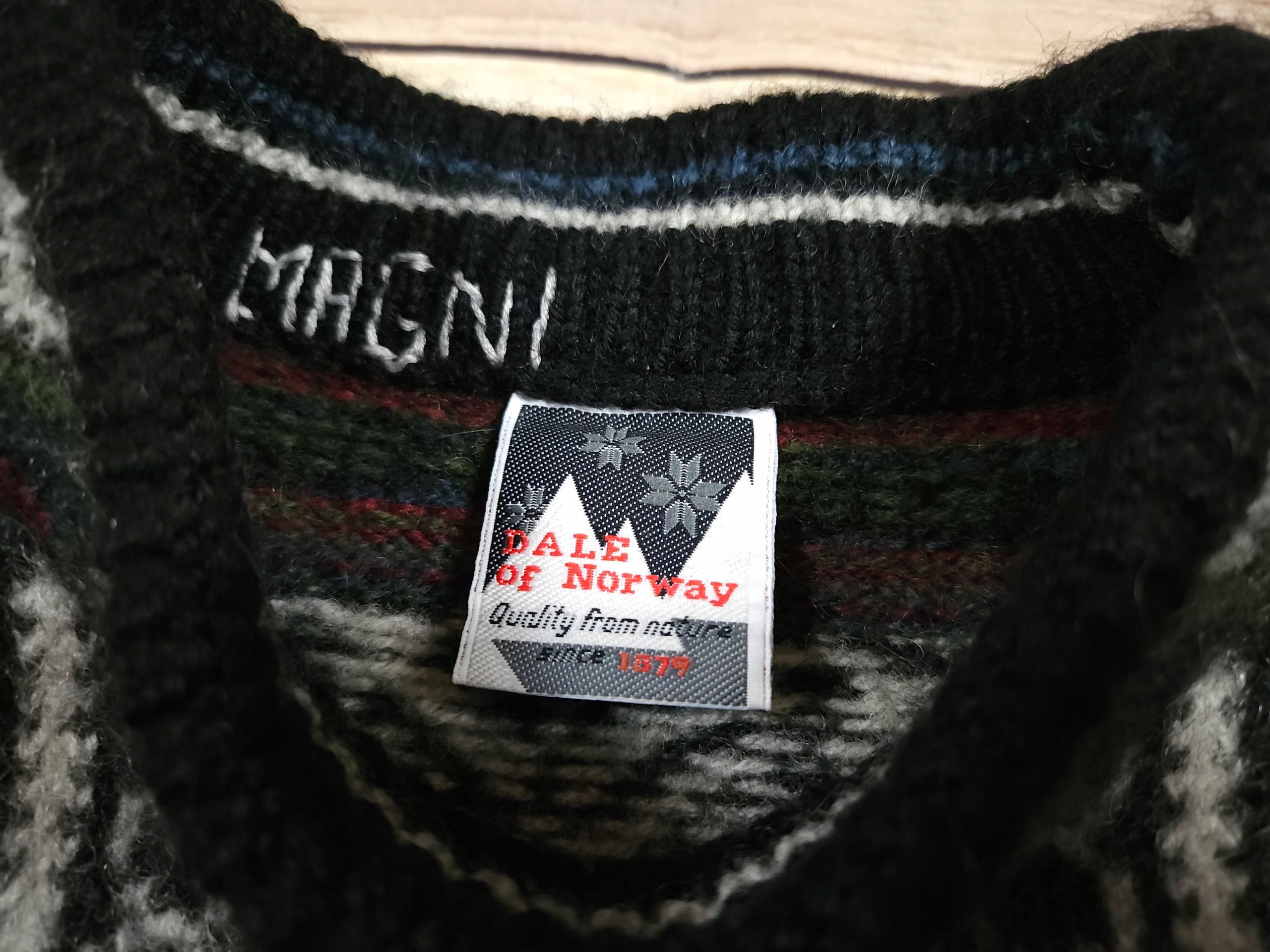DALE Of Norway Sweter Gruby Wełniany Wzór Logo r. M