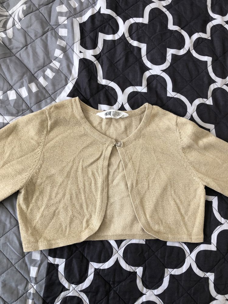 Złote bolerko sweterek H&M rozmiar 122/128