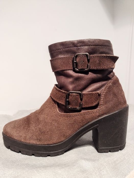 Skórzane brązowe botki