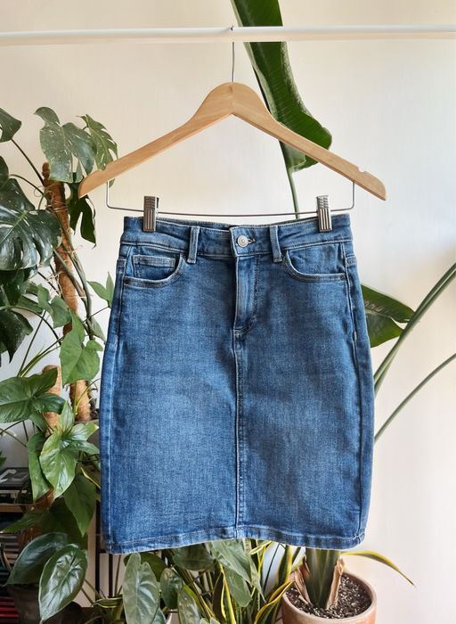 PIECES, elastyczna spódniczka mini jeansowa