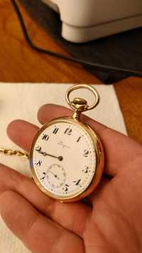 Zegarek kieszonkowy longines złoty 14K złota dewizka