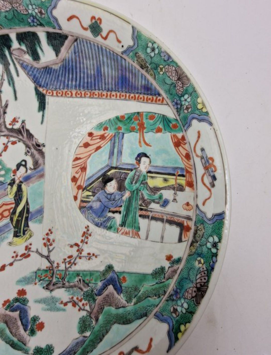 Prato Kangxi, século 18, porcelana chinesa antiga