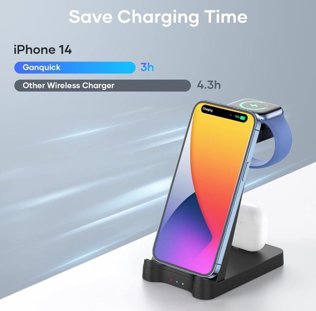 indukcyjna stacja ładująca do Apple Watch i do iPhone Pro