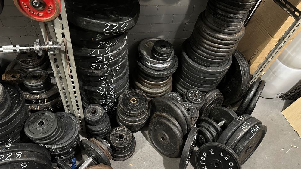 100kg obciążenie żeliwne gryf prosty lamany hantle silownia