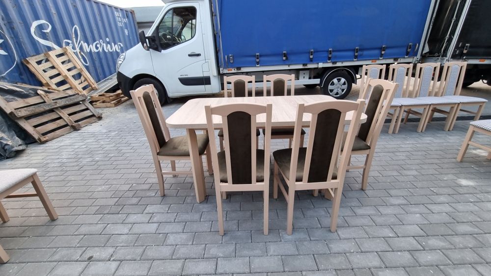 Stół 80x140/180 + 6 krzeseł,nowe, sonoma + zieleń antyczna ,dostawa PL