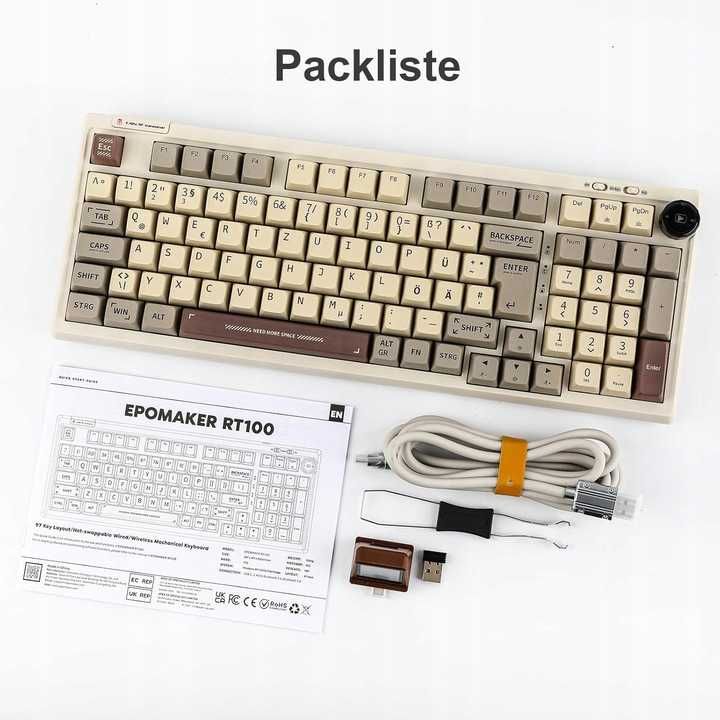 Klawiatura mecha EPOMAKER RT100 ISO Gateron Yellow Switch NIEMIECKA