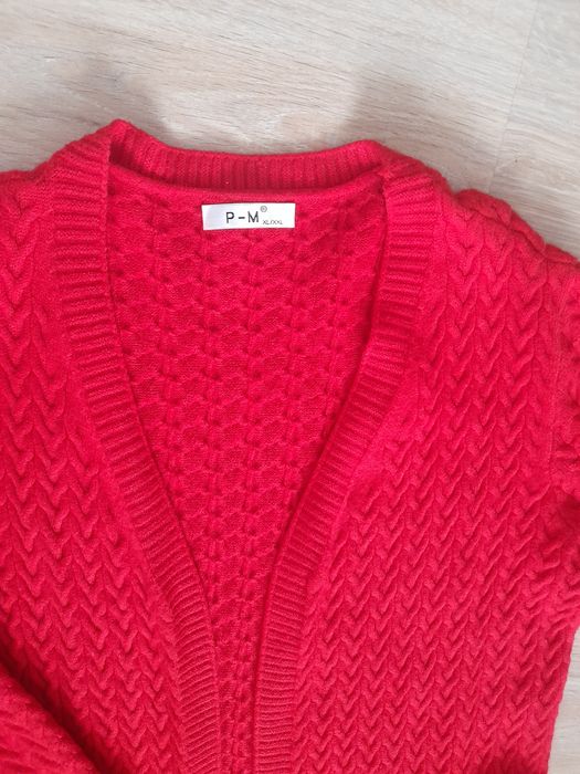 Kardigan czerwony długi