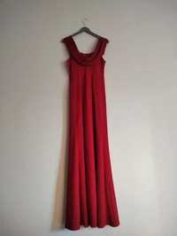 Czerwona sukienka maxi, długa,