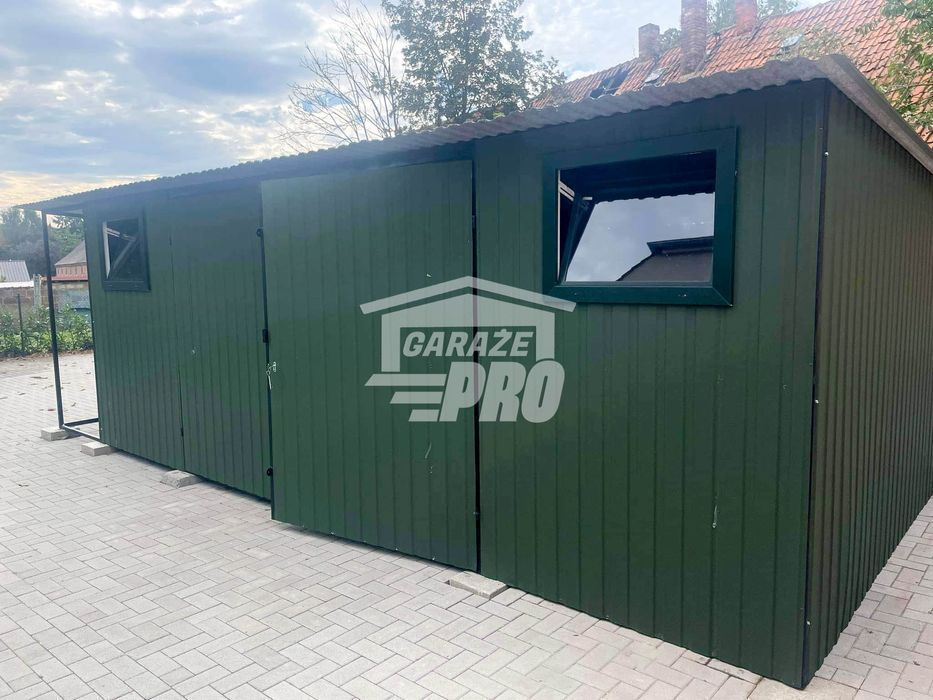 Domek ogrodowy schowek 5,5x4 wiata Brama - 2x okno rynny GP244