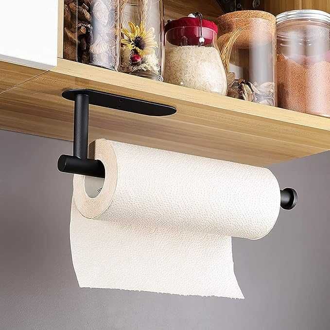 Uchwyt na papier, ręczniki czarny nierdzewny 2 sztuki