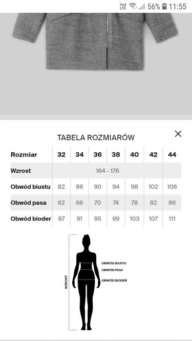 Nowy płaszcz welniany Mohito 36