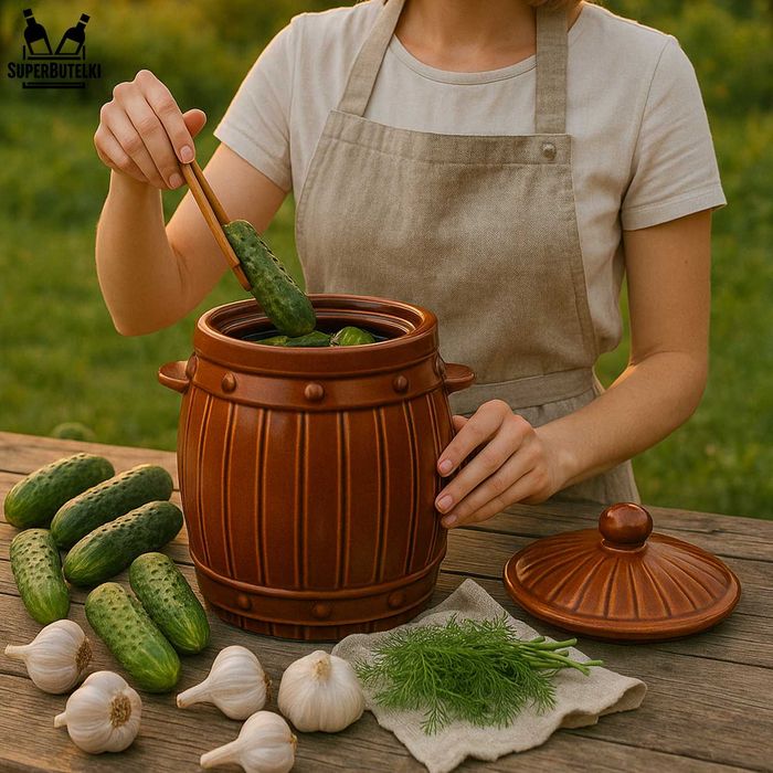 Pojemnik garnek ceramiczny kamionka 4 L na ogórki, kapustę wzór 2