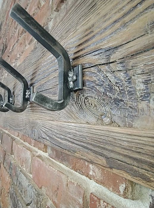 Wieszak ze starego drewna i stali – loft, transport gratis