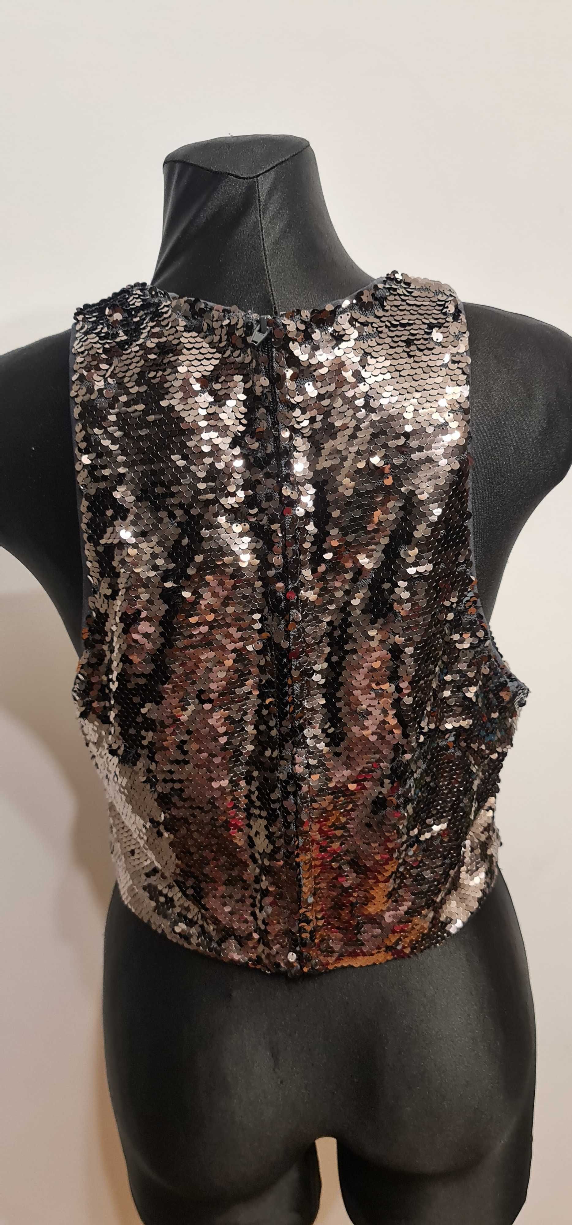 1274a Nowy Krótki top z cekinami H&M rozmiar L
