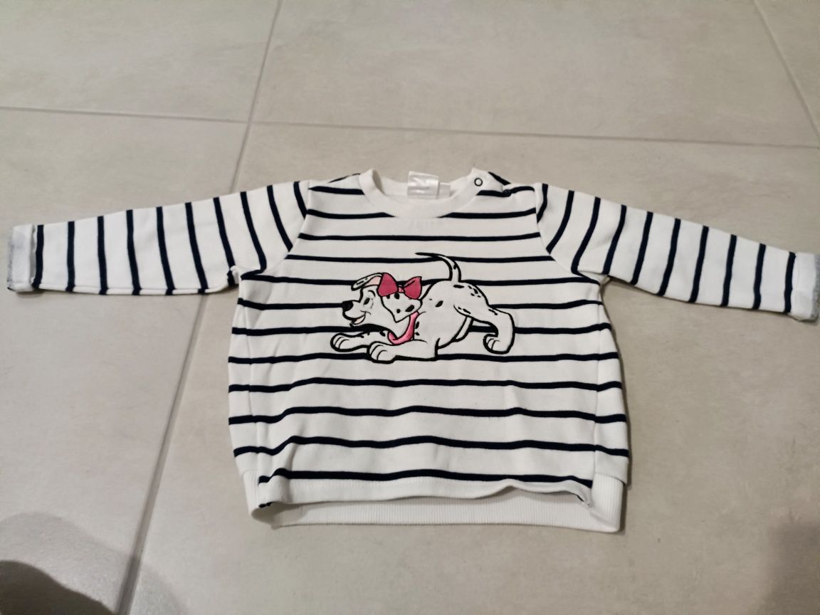 Bluza w paski z Dalmatyńczyk meszek w srodku rozm.80 Disney