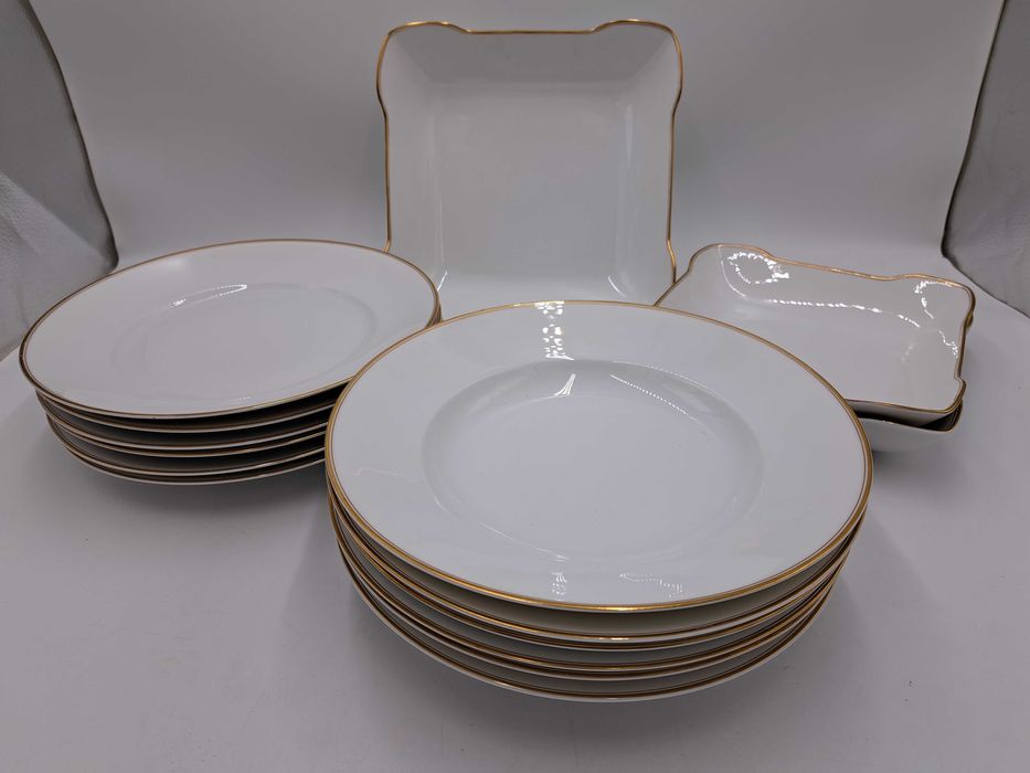 Talerz obiadowy Rosenthal Selb Bavaria biały złocenia 2 paski