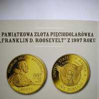 Złote 5 Dolarów Pamiątkowe   „ FRANKLIN D. ROOSEVELT Z 1997 ROKU ”