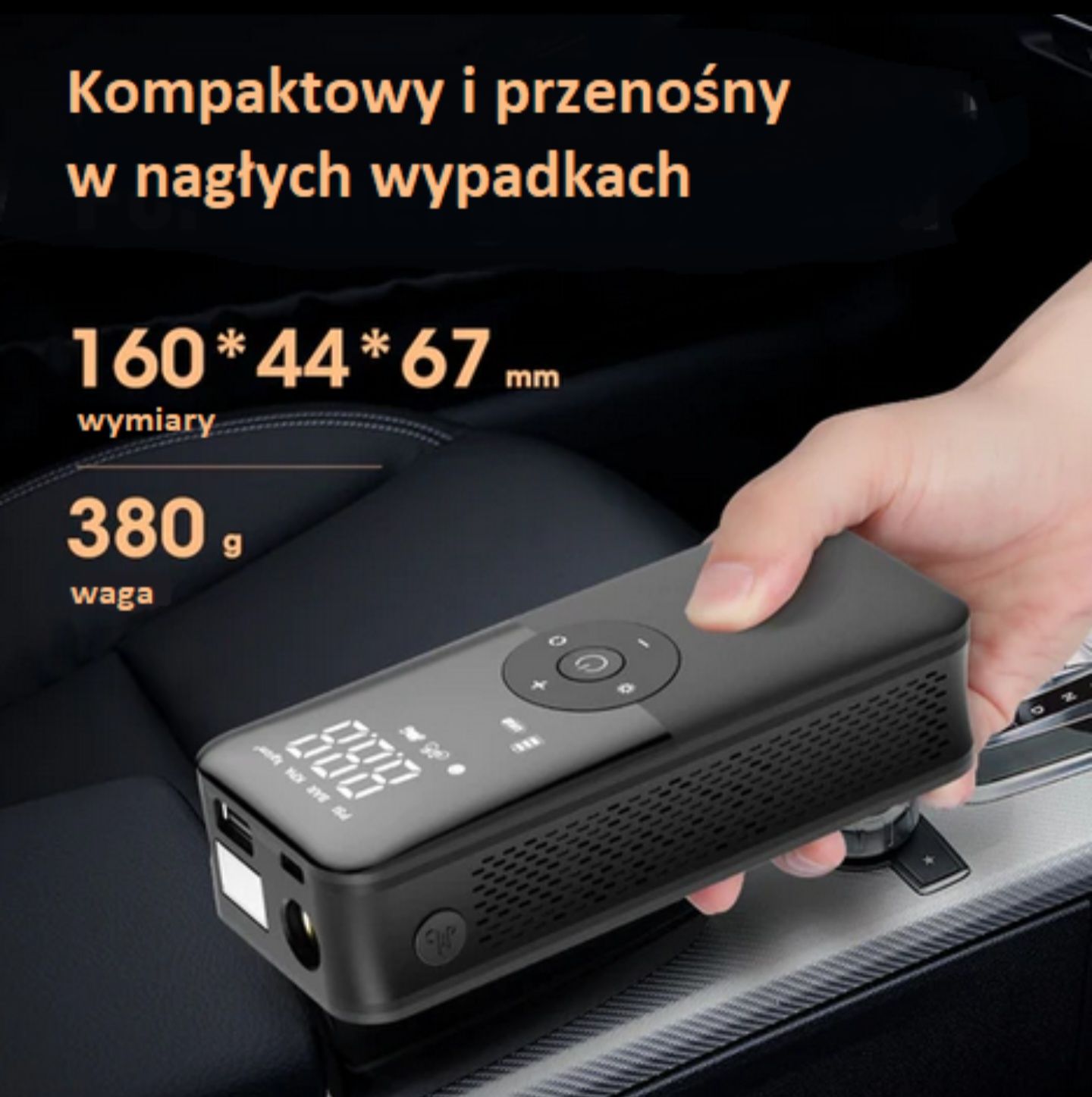 Carsun kompresor pompka akumulatorowa przenośna latarka powerbank