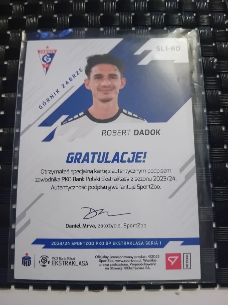 Karta pko ekstraklasa sportzoo Robert Dadok Górnik Zabrze z autografem