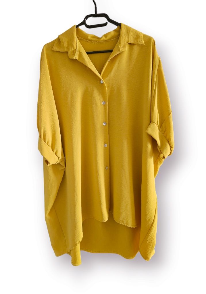 Żółta koszula przewiewna na guziki plus size 5xl 6xl