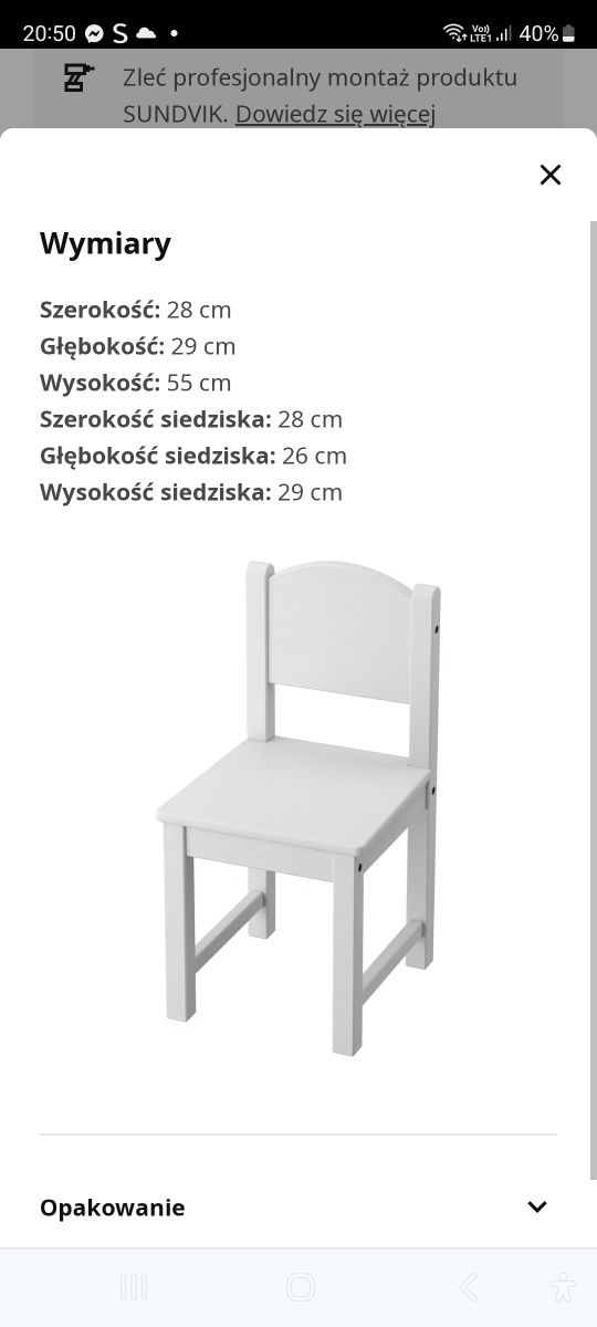 Zestaw biurko i krzesło Sundvik Ikea