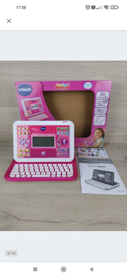Vtech 2-w-1 Komputer Tablet dziecięcy JĘZYK NIEMIECKI

Z wyst