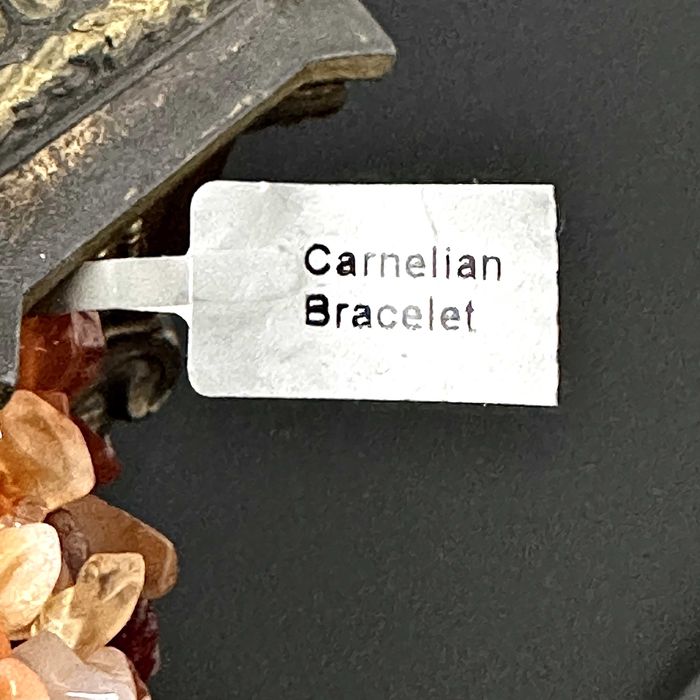 Szeroka bransoletka z naturalnym Karneolem z lat 70-tych z Londynu
