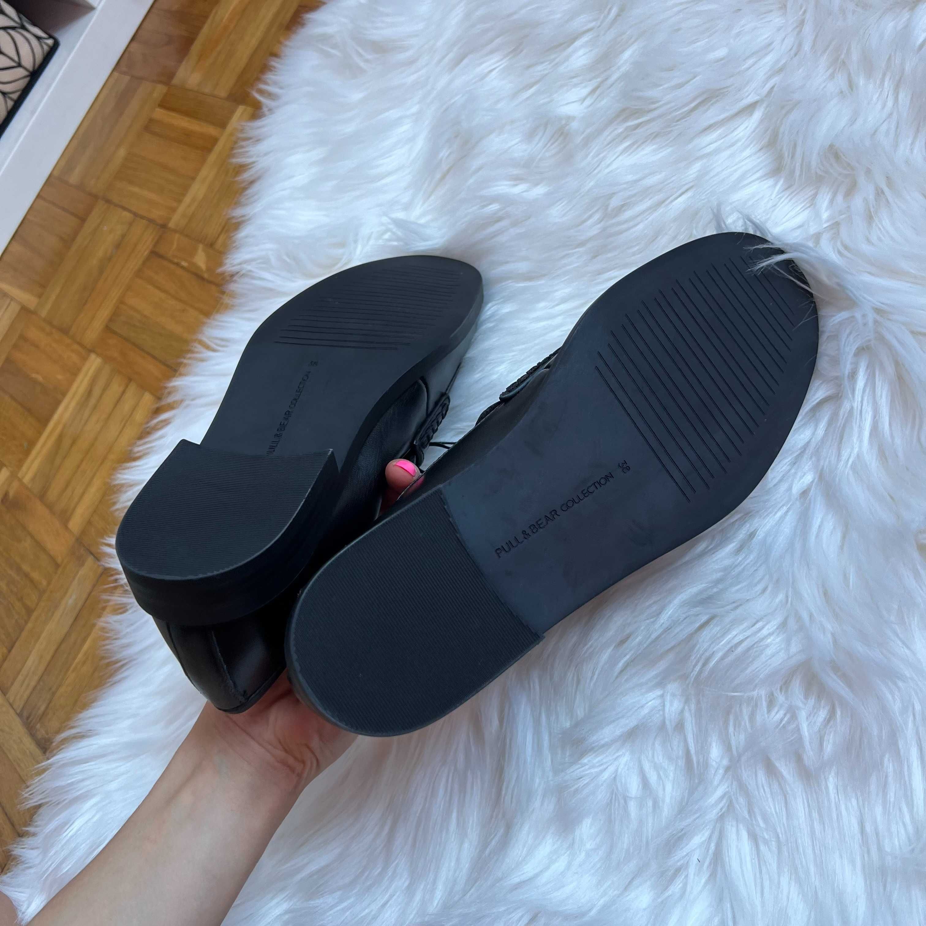 nowe mokasyny półbuty wsuwane loafersy czare eleganckie damskie 38