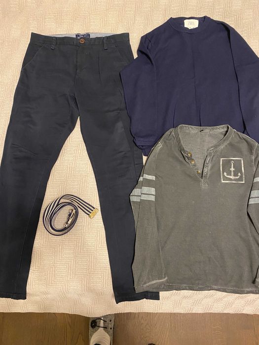 Лот вещей Брюки штаны школьные синие шкільні next 134 кофта zara 9-11