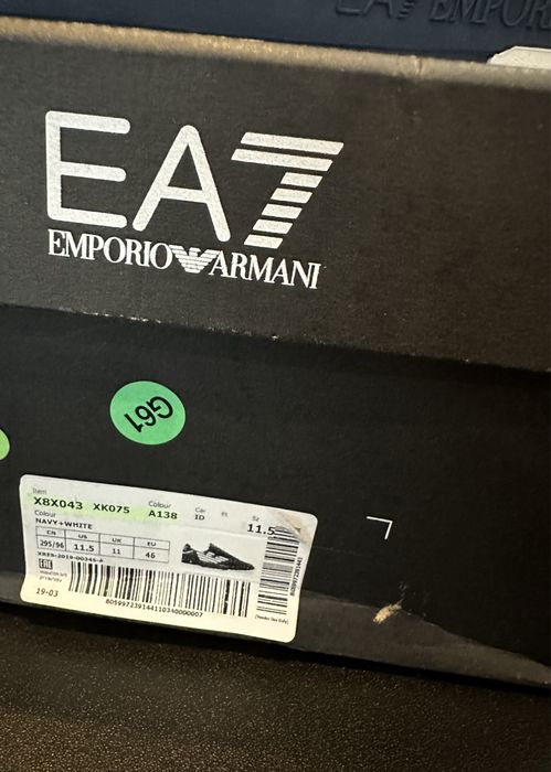 Кросівки чоловічі EA7 Armani стелька 29.1см Оригінал