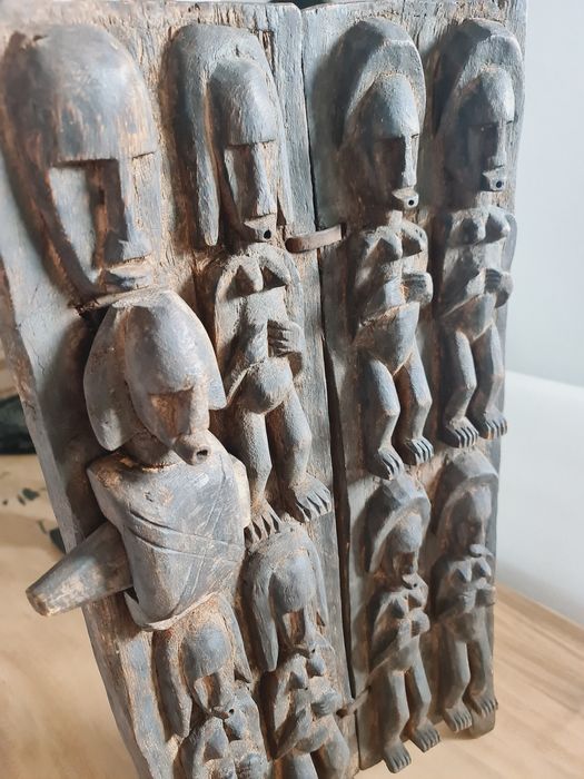 Afrykańskie drzwi ze spichlerza plemie Dogonow Mali lata 60te XX wieku