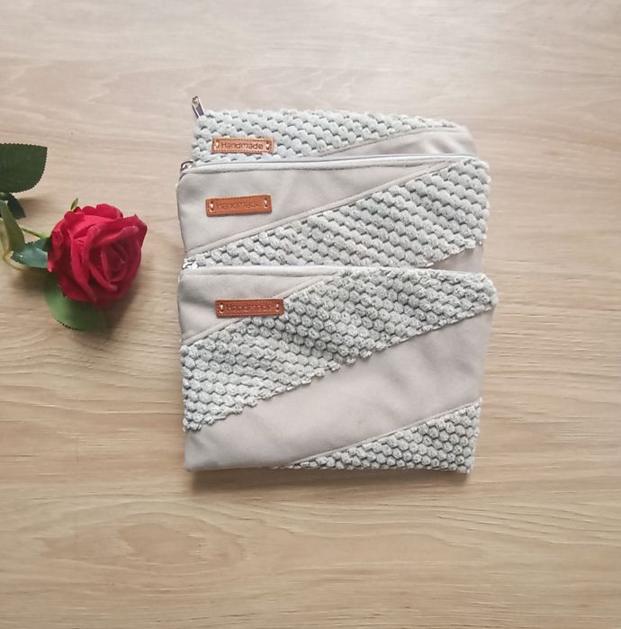 Saszetka kosmetyczka organizer welur handmade