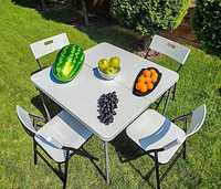 Комплект зручних садових розкладних меблів стіл 4 стільці HDPE і сталь