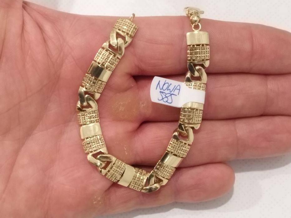 Piękna Nowa złota bransoletka 585 14k 10.88gr 18cm unikat!!