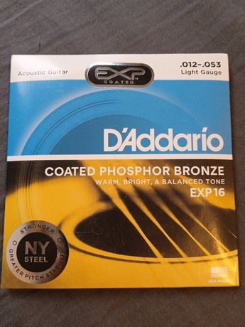 Struny D'Addario EXP16 gitara akustyczna 12-53 COATED PHOSPHOR BRONZE