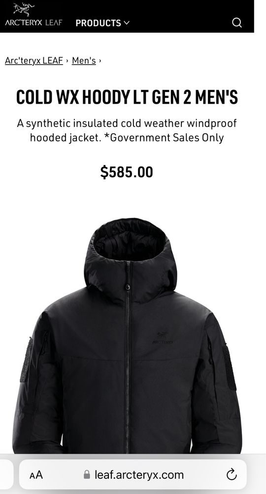 Куртка Arcteryx LEAF cold wx hoody LT Black gen 2.1 Gore Tex