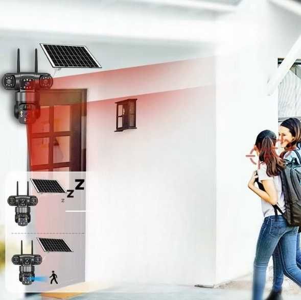 Kamera Zewnętrzna Solarna Dwa Obiektywy Obrotowa Karta Sim 4K - OKAZJA