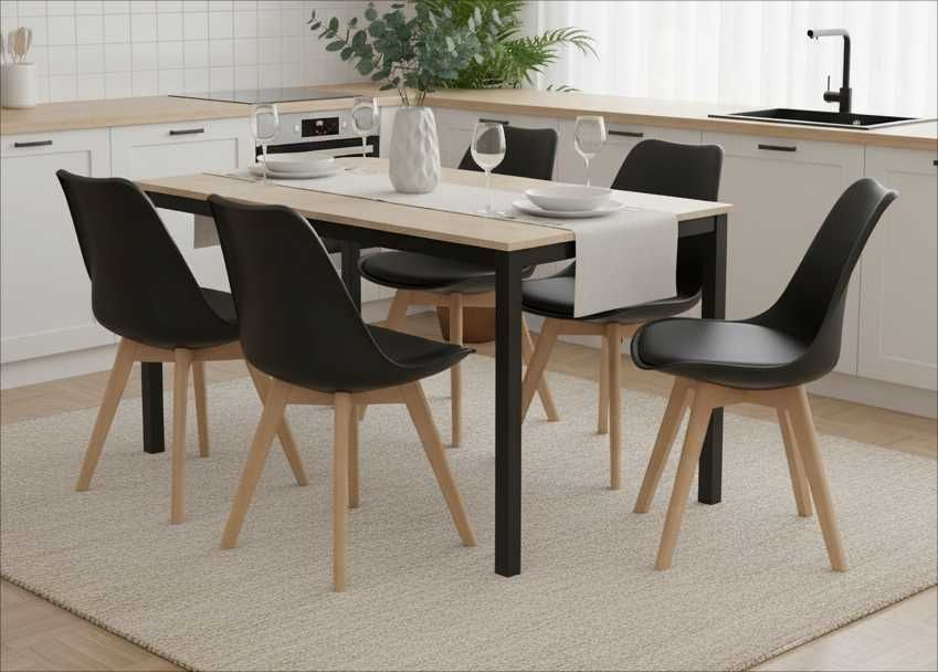 NOWY Stół z Krzesłami Drewniany do Kuchni Salonu Jadalni Stolik Loft