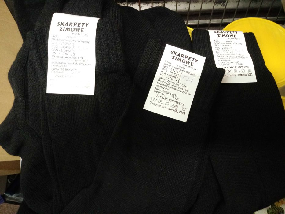 Skarpety Wojskowe Polskie Zimowe Czarne Oryginał Nowe