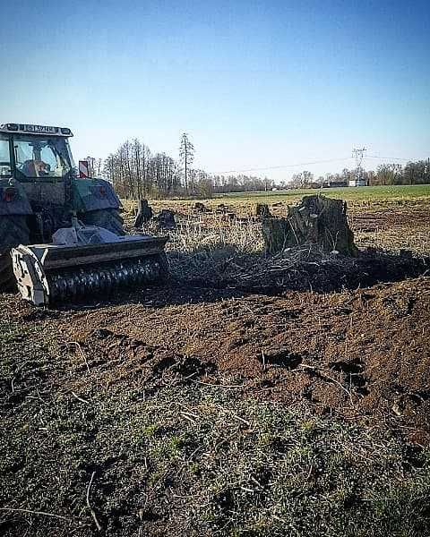 WYCINKA DRZEW, rębak, skup lasów, gałęzi, biomasy-mulczer z lasu pole