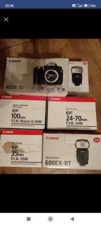 Canon body 7D, obiektyw 35, 100, lampa 580, 600