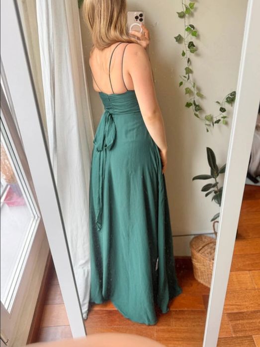 Zielona maxi suknia wieczorowa długa do ziemi nowa na ramiączkach asos