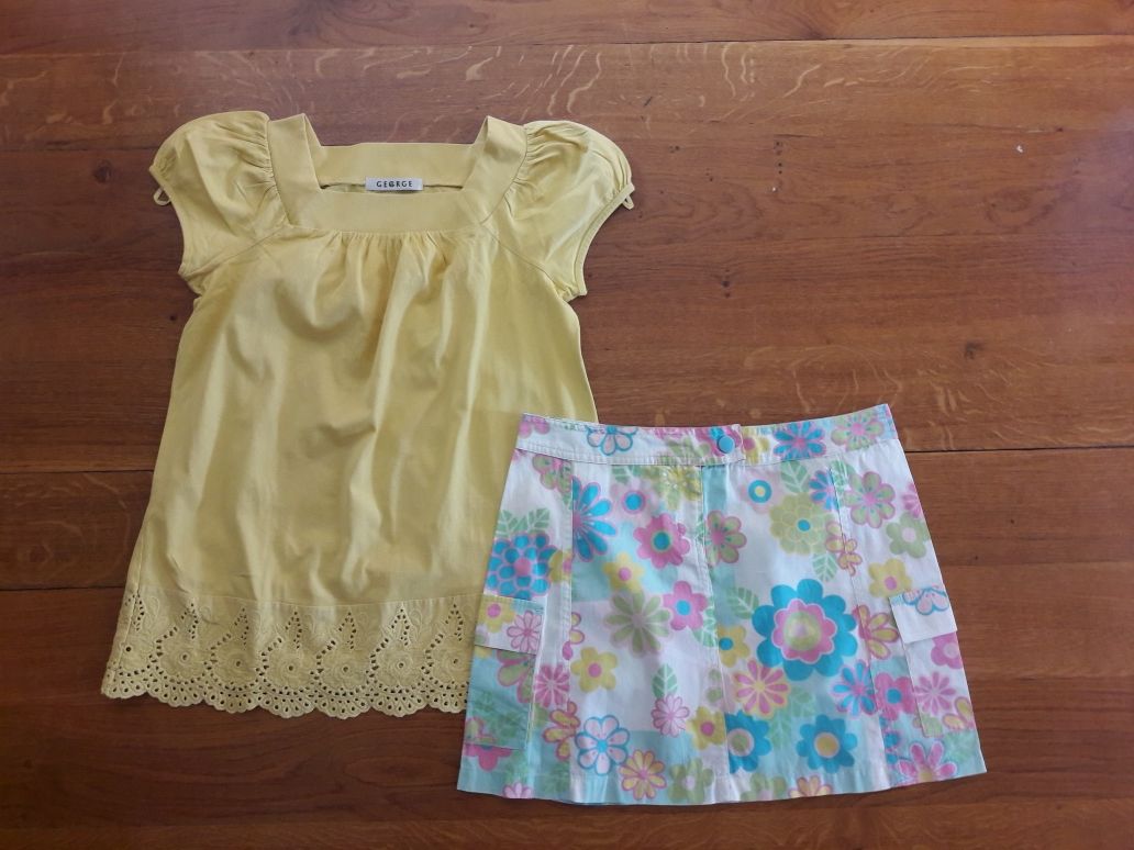 NEW LOOK 915 zgrabna spódnica pastel flowers cotton r 152 i XS