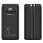 AWEI PowerBank P169K 20000mAh 22.5Wczarny/black wyświetlacz + kable PD