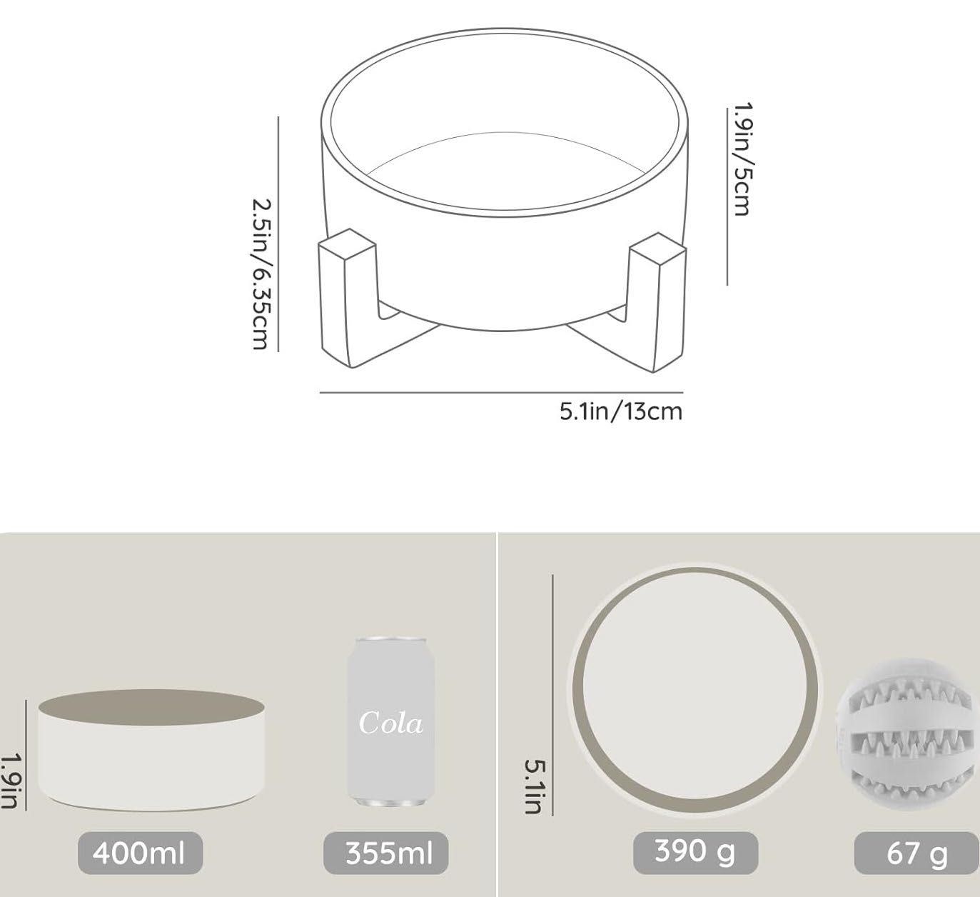 Miska ceramiczna pies/ kot 400ml szara