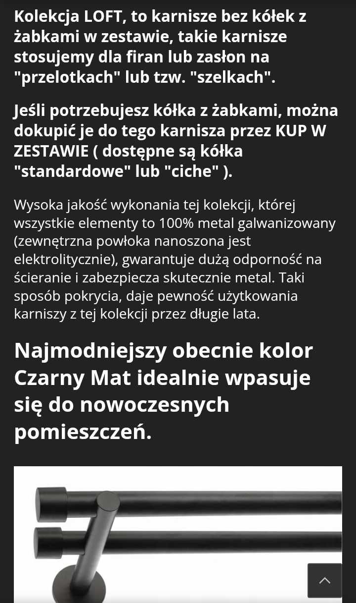 Karnisz. Nowy. Podwójny 220 cm. Czarny.