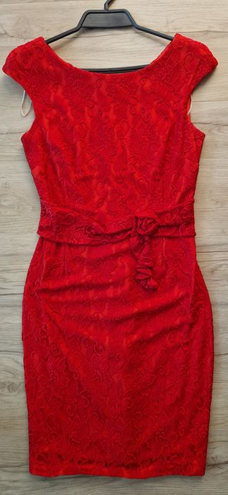 Elegancka CZERWONA SUKIENKA mini 38/M